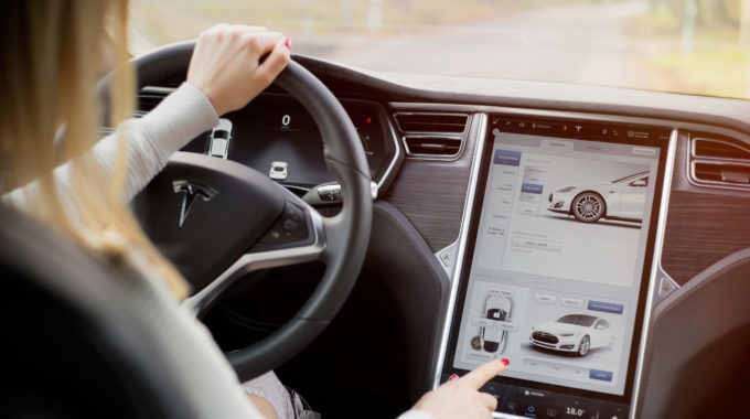 Tesla Car Interior User Touch Screen